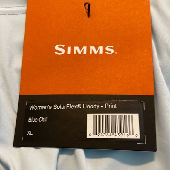 Simms Solarflex Long-Sleeve Performance Hoodie Blue Chill Print XL - Picture 7 of 9